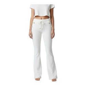 Juicy Couture Y2K White Sailor-Button Terrycloth Double Waistband Bootcut Rare